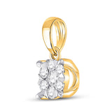 14kt Yellow Gold Womens Round Diamond Flower Cluster Pendant 1/4 Cttw