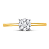 10kt Yellow Gold Womens Round Diamond Cluster Ring 1/8 Cttw
