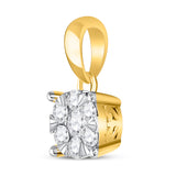 14kt Yellow Gold Womens Round Diamond Flower Cluster Pendant 1/4 Cttw