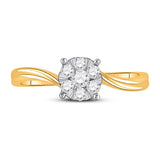 10kt Yellow Gold Womens Round Diamond Flower Cluster Ring 1/3 Cttw