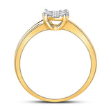 10kt Yellow Gold Womens Round Diamond Flower Cluster Ring 1/3 Cttw