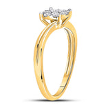 10kt Yellow Gold Womens Round Diamond Flower Cluster Ring 1/3 Cttw