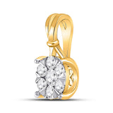 14kt Yellow Gold Womens Round Diamond Flower Cluster Pendant 1/3 Cttw