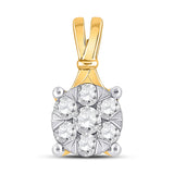 14kt Yellow Gold Womens Round Diamond Flower Cluster Pendant 1/3 Cttw