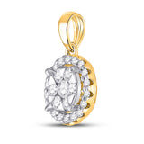 14kt Yellow Gold Womens Round Diamond Flower Cluster Pendant 1/2 Cttw