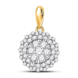 14kt Yellow Gold Womens Round Diamond Circle Flower Cluster Pendant 1/2 Cttw