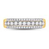 14kt Yellow Gold Womens Round Diamond Triple Row Band Ring 1/2 Cttw