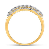 14kt Yellow Gold Womens Round Diamond Triple Row Band Ring 1/2 Cttw
