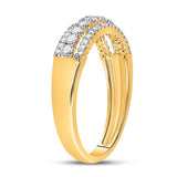 14kt Yellow Gold Womens Round Diamond Triple Row Band Ring 1/2 Cttw
