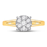 10kt Yellow Gold Womens Round Diamond Flower Cluster Ring 1/2 Cttw
