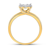 10kt Yellow Gold Womens Round Diamond Flower Cluster Ring 1/2 Cttw