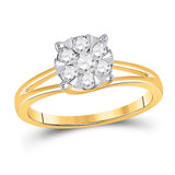 10kt Yellow Gold Womens Round Diamond Flower Cluster Ring 1/2 Cttw