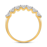 14kt Yellow Gold Womens Round Diamond Single Row Band Ring 1 Cttw