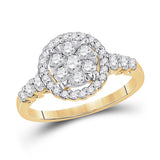 10kt Yellow Gold Womens Round Diamond Cluster Ring 3/4 Cttw
