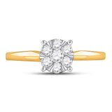 10kt Yellow Gold Womens Round Diamond Flower Cluster Ring 1/3 Cttw