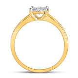 10kt Yellow Gold Womens Round Diamond Flower Cluster Ring 1/3 Cttw