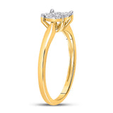 10kt Yellow Gold Womens Round Diamond Flower Cluster Ring 1/3 Cttw