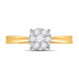 10kt Yellow Gold Womens Round Diamond Flower Cluster Ring 1/3 Cttw