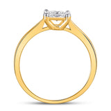 10kt Yellow Gold Womens Round Diamond Flower Cluster Ring 1/3 Cttw
