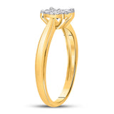 10kt Yellow Gold Womens Round Diamond Flower Cluster Ring 1/3 Cttw