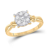 10kt Yellow Gold Womens Round Diamond Flower Cluster Ring 1/2 Cttw