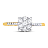10kt Yellow Gold Womens Round Diamond Flower Cluster Ring 1/2 Cttw