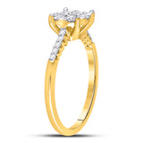 10kt Yellow Gold Womens Round Diamond Flower Cluster Ring 1/2 Cttw