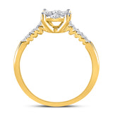 10kt Yellow Gold Womens Round Diamond Flower Cluster Ring 1/2 Cttw