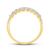 14kt Yellow Gold Womens Round Diamond Single Row Band Ring 1/2 Cttw