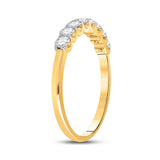 14kt Yellow Gold Womens Round Diamond Single Row Band Ring 1/2 Cttw