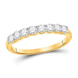 14kt Yellow Gold Womens Round Diamond Single Row Band Ring 1/2 Cttw