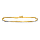14kt Yellow Gold Womens Round Diamond Classic Tennis Bracelet 2 Cttw
