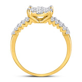 14kt Yellow Gold Womens Round Diamond Flower Cluster Ring 1 Cttw