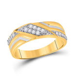 10kt Yellow Gold His Hers Round Diamond Cluster Matching Wedding Set 3/4 Cttw