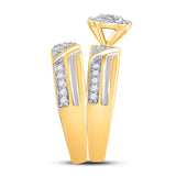 10kt Yellow Gold His Hers Round Diamond Cluster Matching Wedding Set 3/4 Cttw