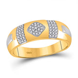10kt Yellow Gold His Hers Round Diamond Cluster Matching Wedding Set 1/2 Cttw