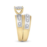 10kt Two-tone Gold His Hers Round Diamond Cluster Matching Wedding Set 3/4 Cttw