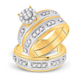 10kt Two-tone Gold His Hers Round Diamond Cluster Matching Wedding Set 3/4 Cttw