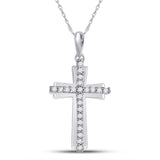 10kt White Gold Womens Round Diamond Cross Pendant 1/6 Cttw