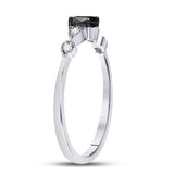 10kt White Gold Round Black Color Enhanced Diamond Solitaire Bridal Wedding Ring 1/3 Cttw