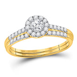 10kt Yellow Gold Round Diamond Bridal Wedding Ring Band Set 1/2 Cttw