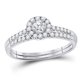 10kt White Gold Round Diamond Bridal Wedding Ring Band Set 1/2 Cttw