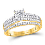 10kt Yellow Gold Round Diamond Bridal Wedding Ring Band Set 1/2 Cttw