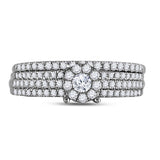 10kt White Gold Round Diamond Bridal Wedding Ring Band Set 1/2 Cttw