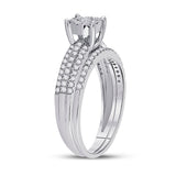 10kt White Gold Round Diamond Bridal Wedding Ring Band Set 1/2 Cttw