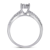 10kt White Gold Round Diamond Bridal Wedding Ring Band Set 1/2 Cttw