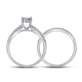 10kt White Gold Round Diamond Bridal Wedding Ring Band Set 1/2 Cttw