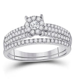 10kt White Gold Round Diamond Bridal Wedding Ring Band Set 1/2 Cttw