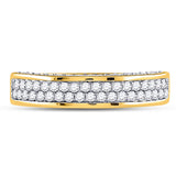 10kt Yellow Gold Mens Round Diamond Double Row Band Ring 1-1/5 Cttw