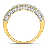 10kt Yellow Gold Mens Round Diamond Double Row Band Ring 1-1/5 Cttw
